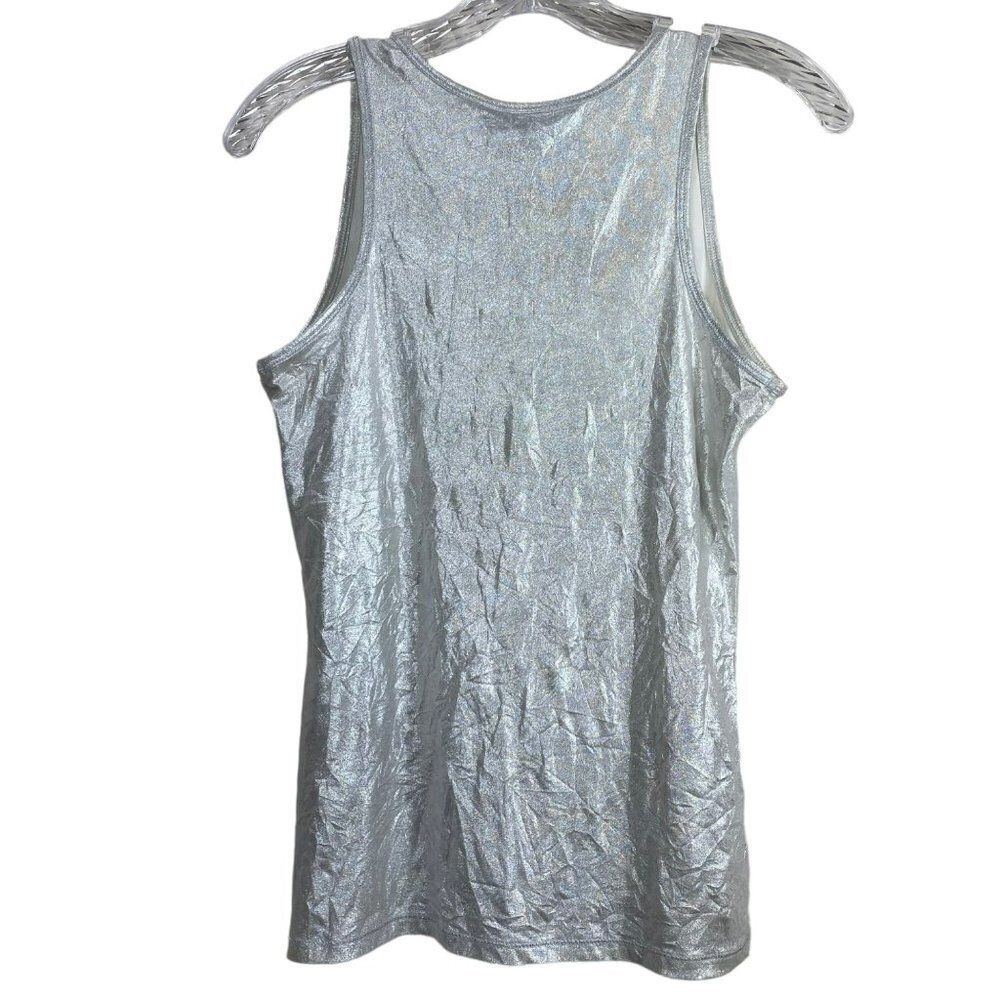 Rock & Republic Rockstar Silver Tank Top Metallic Stretchy‎ Shirt Size XS - Picture 6 of 10